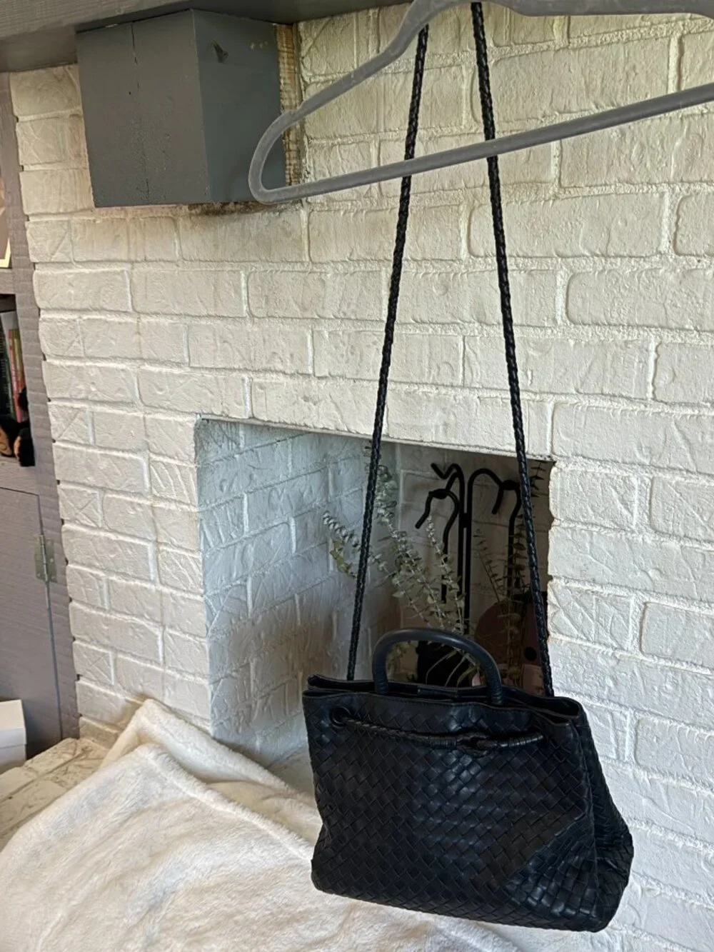 Quince Romy Handwoven Satchel Black Italian Leather NWOT